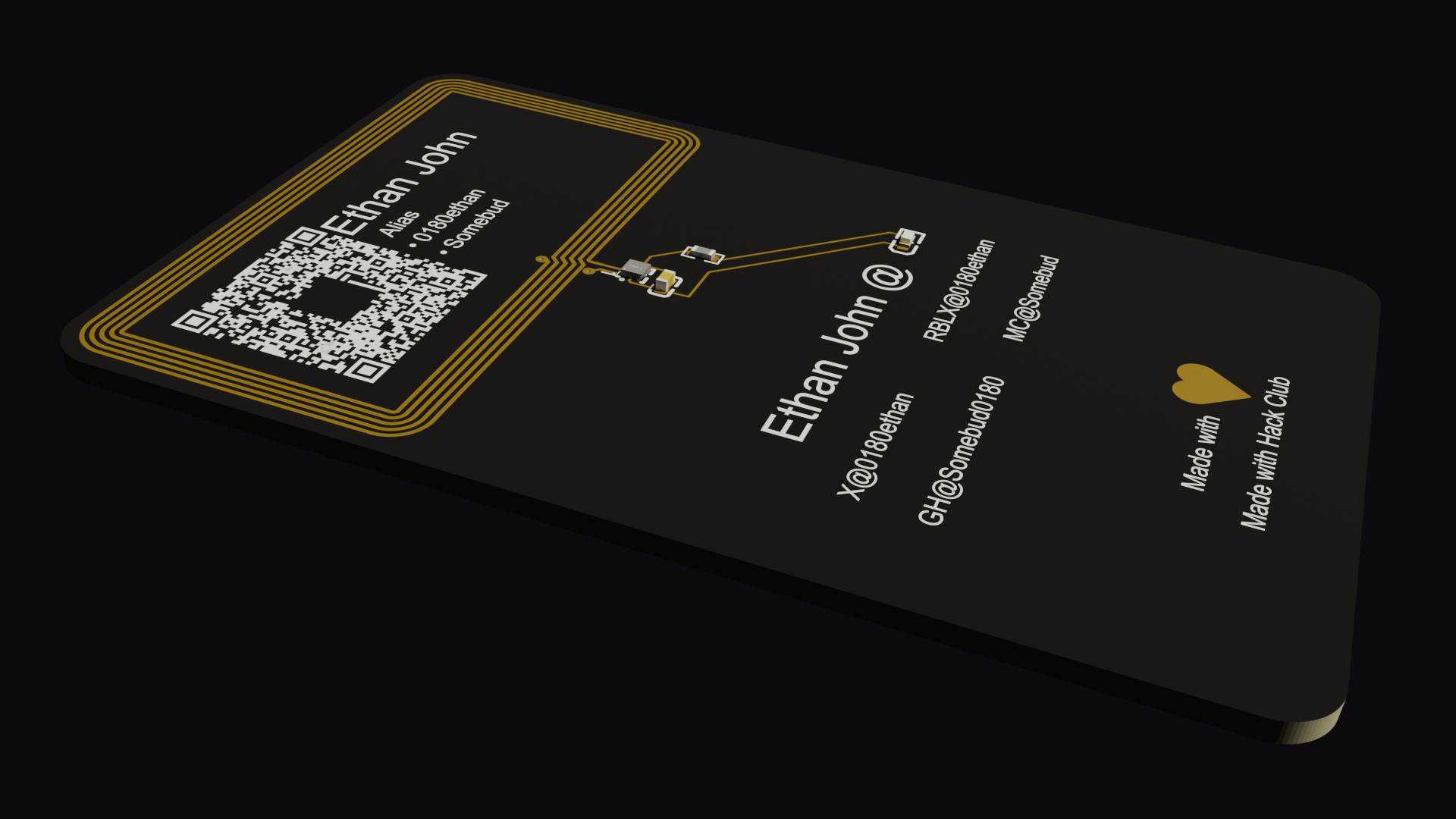 Render of my PCB Hacker Card