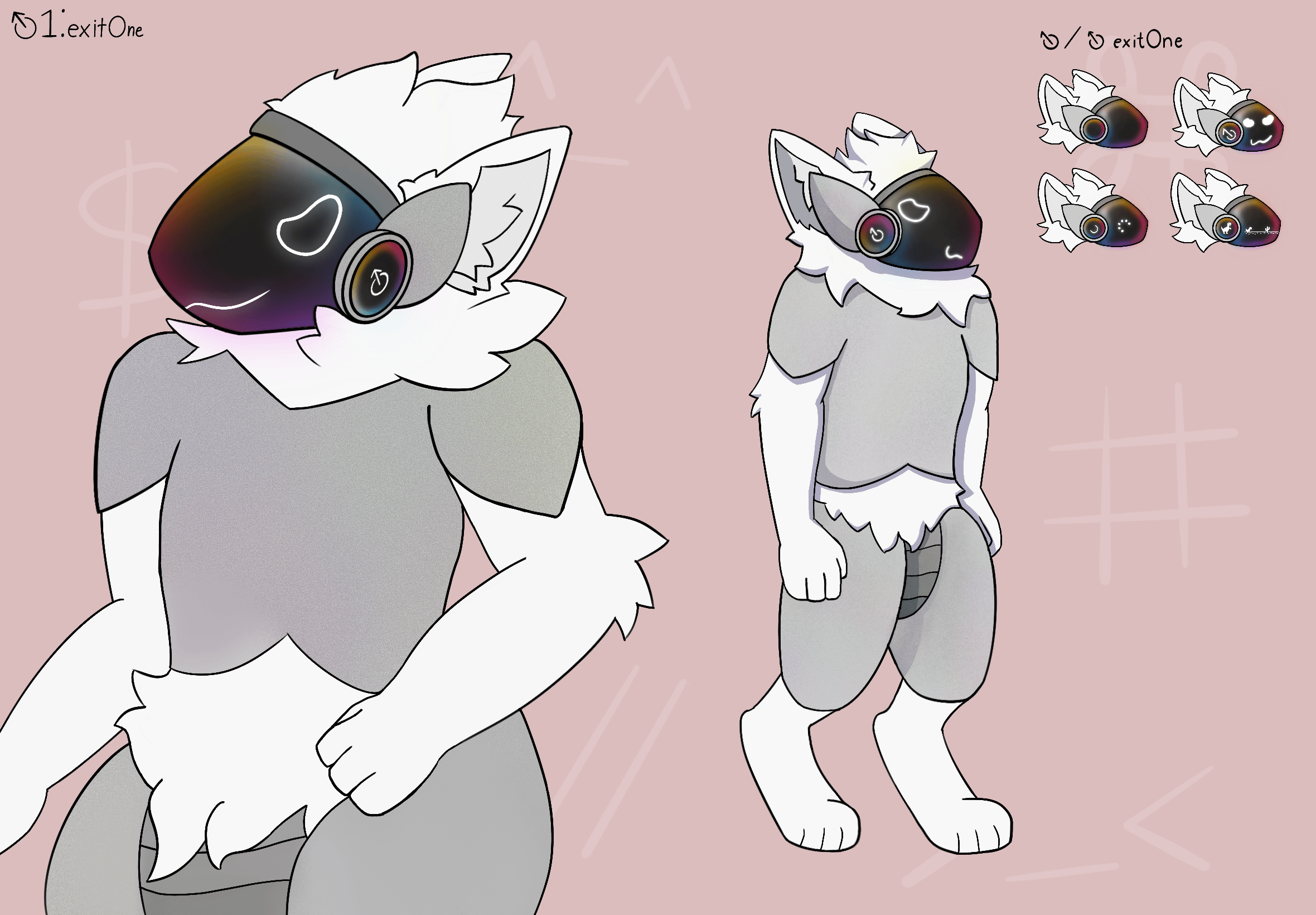 A reference sheet of exitOne, my protogen sona.